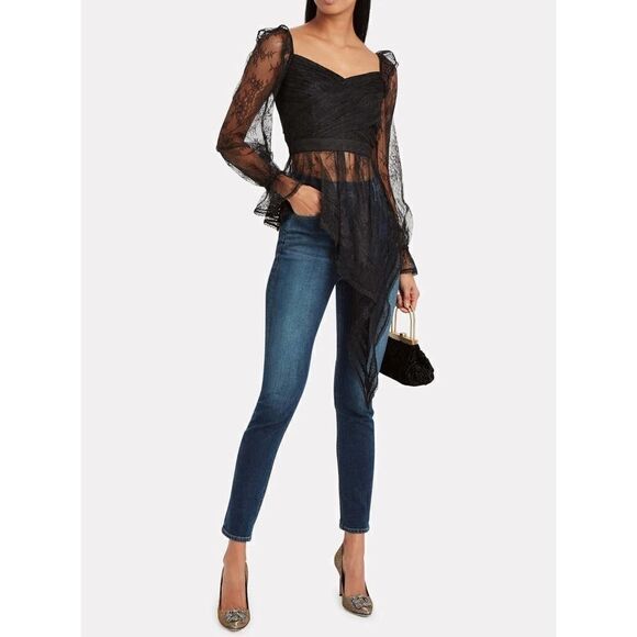 Self Portrait Black Lace Wrap Top Size 2 Black New - Picture 1 of 6